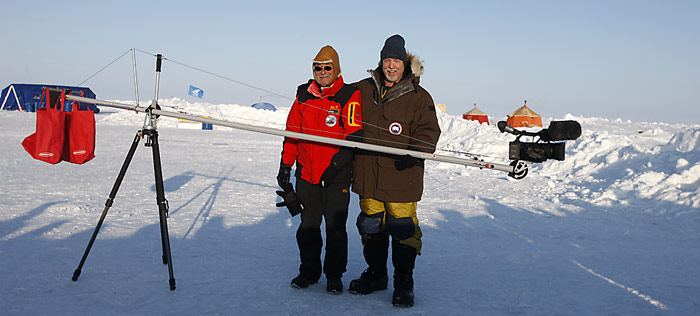 Werner Breiter und Heiner Kubny bei Dreharbeiten im Camp Barneo.