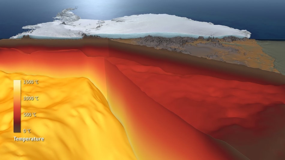 Der Aufbau der Erdkruste und des Erdmantels unter der Antarktis. © ESA/Planetary Visions